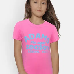 Adams kids Girls Pink Printed Round Neck T-shirt-picture-10