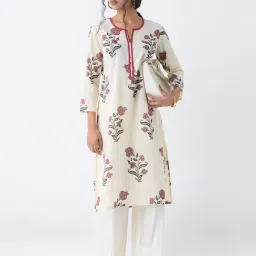 Utsa by Westside Off-White Floral Printed Cotton Straight Kurta-picture-21