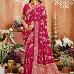 Saree Mall Pink Viscose Self Saree with Blouse Piece-picture-31