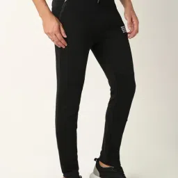 R&B Black Cotton Fitted Trackpants image 4