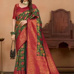 Mimosa Green Woven Saree With Unstitched Blouse-picture-18