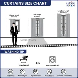 Urban Space Beige Polyester Door Curtain with Eyelets & Tieback - Set of 2 (7 ft) image 5