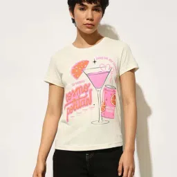 Only Off White Cotton Print T-Shirt-image-41