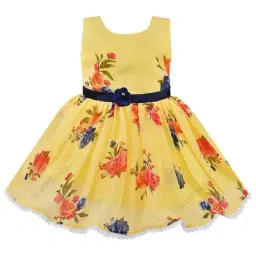 Wish Karo Kids Yellow Floral Frock-image-62