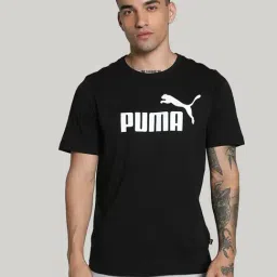 Puma Black Cotton Regular Fit Logo Printed Sports T-Shirt-image-43