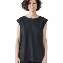 NOTWILD Women Solid Round Neck Cotton T-shirt-picture-26