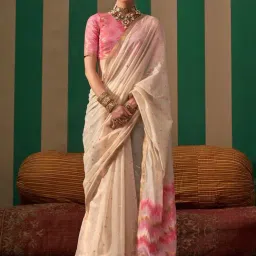 Saree Mall Beige Woven Sarees With Unstitched Blouse-picture-24