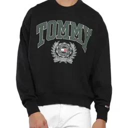 Tommy Hilfiger Black Cotton Relaxed Fit Embroidered Sweatshirt-picture-17