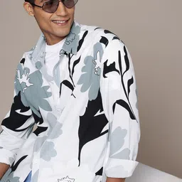 WROGN Tropical Printed Drop-Shoulder Sleeves Comfort Fit Casual Shirt-picture-23