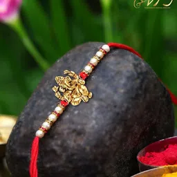 Vighnaharta Boys Gold-Plated Ganesha Rakhi-picture-44