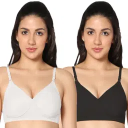 IN CARE White & Black Full Coverage Non-Wired T-Shirt Bra - Pack of 2-picture-39