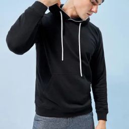 Bewakoof Black Regular Fit Hooded Sweatshirt-picture-12
