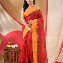 Desh Bidesh Red Handloom Woven Design Saree Without Blouse Piece-picture-27