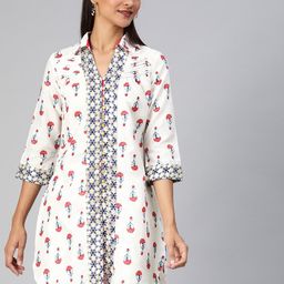 AKKRITI BY PANTALOONS Women White & Red Floral Printed Tunic-picture-19
