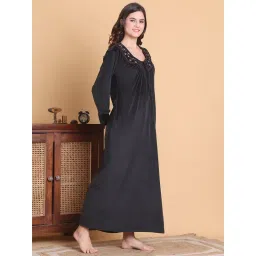 Secret Wish Women Black Embroidered Nighty image 5