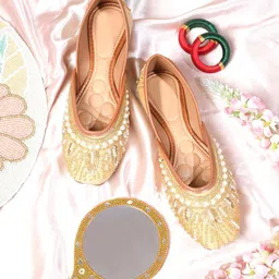 silverarrow Designer Emboidery with Stone Work Mojari Ethnic Jutti Attractive Design for Womens & Girls image 3