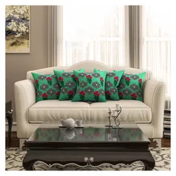 Sej By Nisha Gupta Floral Premium 16 By 16 Cushion Covers Pack of 5 - Green-image-30