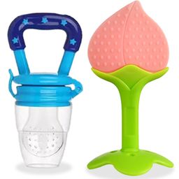 Chinmay Kids Baby Fruit Shape Teether & Soother Soft Stick Dental Care BPA- Free Pack of 2 Teether - Light Pink Blue-picture-46