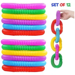 Kidology Pull & Pop Tubes Toy for Kids Imaginative Play & Stimulating Creative Colorful Pipes Learning Toddler Sensory Toys Play Connect, Stretch, Twist & Pop Tube (Large Pop Tube - 12 Pcs)-picture-12