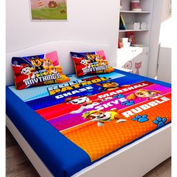Athom Living Paw Patrol Digital Printed Cotton Kids Double Bedsheet 270x270 cm with 2 Pillow Cover-picture-12