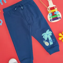 Pantaloons Baby Cotton Knit Pineapple Patch Detailed Lounge Pants - Navy Blue-picture-30