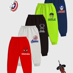 KUCHIPOO Cotton Blend Knit Pack Of 5 Marvels Avengers Featuring Superheroes Printed Pajamas - Red Grey Black Green & Blue image 1