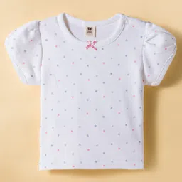 ToffyHouse Interlock Knit Frock & Half Sleeves Inner Tee With Polka Dot Print & Bunny Patch - Multicolor image 2