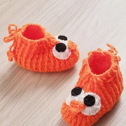 MayRa Knits Hand Knitted Pack Of 2 Animal Designed Booties - Pink & Orange image 3