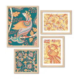 ArtVibes Yellow & White 4 Pieces Printed Wooden Paintings Wall Art image 4