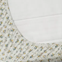 BREVARD White & Mustard Floral Printed 210 TC Fitted King Bedsheet Set 1.82 m x1.98 m image 3