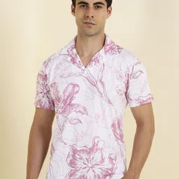Allen Solly Men Floral Printed Polo Collar Cotton T-shirt-picture-18