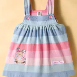 ToffyHouse Interlock Knit Frock & Half Sleeves Inner Tee With Polka Dot Print & Bunny Patch - Multicolor image 4