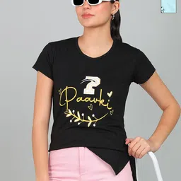 PAAVKI Women Pack of 2 Typography Printed Round Neck Pure Cotton T-shirts-picture-29