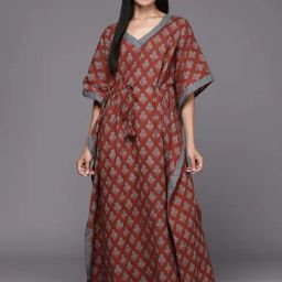 Libas Brown Cotton Regular Fit Floral Print Nighty-picture-18