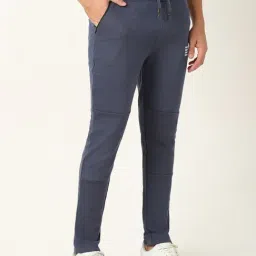 R&B Blue Cotton Fitted Trackpants image 4