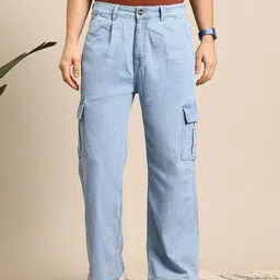 Mast & Harbour Men Wide Leg Cargo Style Stretchable Jeans image 2
