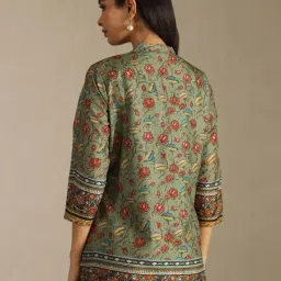 Soch Green Art Silk Floral Three-Quarter Sleeves Tunic image 2
