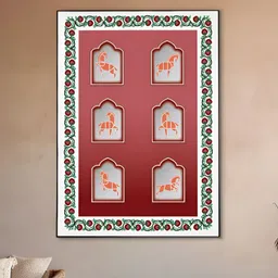 nestroots Maroon & Green 1 Piece Canvas Birds and Animals Wall Paintings-image-37