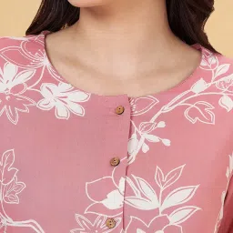 Rangmanch by Pantaloons Peach Floral Print Straight Kurta image 5