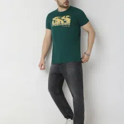 Underjeans By Spykar Green Cotton Printed T-Shirts image 5