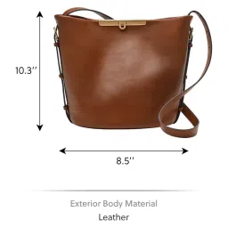 Fossil Brown Penrose Medium Leather Bucket Bag image 5