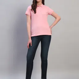 Cantabil Pink Regular Fit Solid Polo T-Shirt image 5