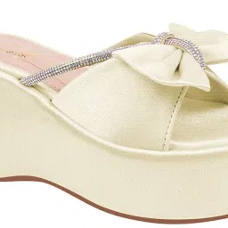 Shoetopia Women's Gold Casual Wedges image 5