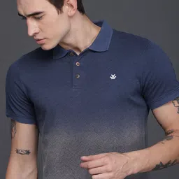 WROGN Men Blue Printed Polo Collar Pure Cotton T-shirt-picture-25