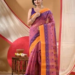 Desh Bidesh Purple Cotton Woven Design Saree Without Blouse Piece-picture-12