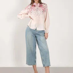 Vero Moda Pink & White Regular Fit Floral Print Top image 5
