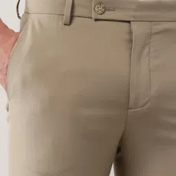 Arrow Beige Polyester Slim Fit Solid Formal Trousers image 5