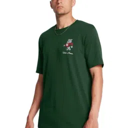 Under Armour Green Cotton Regular Fit Printed Sports T-Shirt-image-5