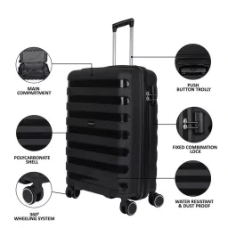 Priority Black 4 Wheels Large Hard Cabin Trolley Bag 50.8 cm image 5