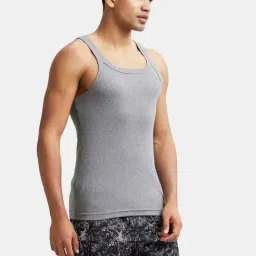 Jockey US26 Men's Super Combed Cotton Rib Square Neckline Gym Vest (Pack of 2) image 4